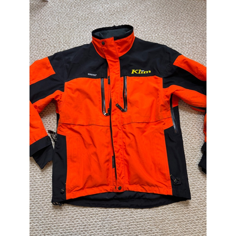 Klim Gore-Tex Technical Riding Jacket Mens Medium Orange Black Snowmobile Shell